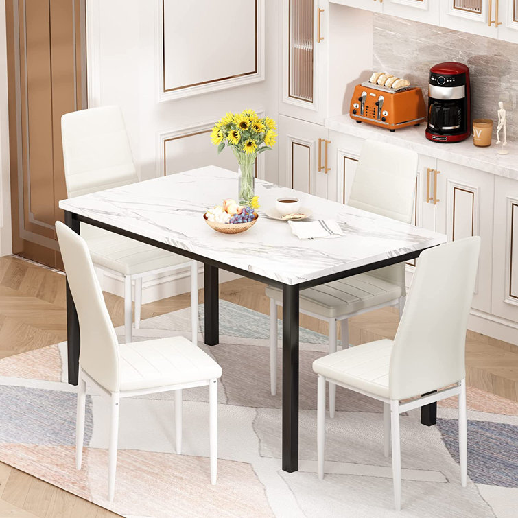 5 - Piece Faux Marble Top Dining Set